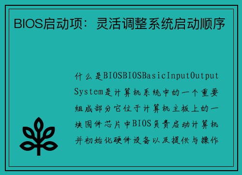 BIOS启动项：灵活调整系统启动顺序